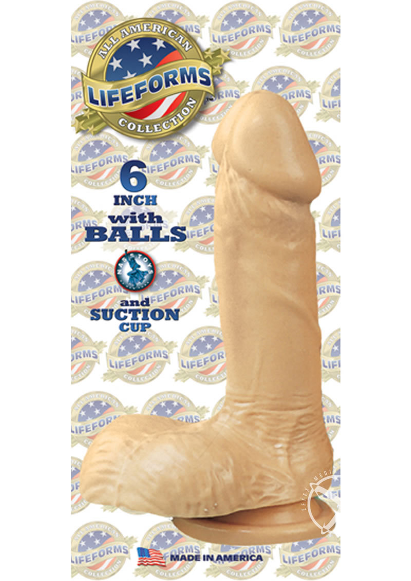 Lifeforms All American Collection Dildo With Balls Suction Cup Base 6in - Vanilla